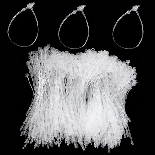 CODIRATO 500 Stück Fäden für Hängeetiketten, Clips aus Kunststoff (13 cm, transparent)