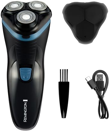 Remington Elektrischer Rotationsrasierer für Herren, Stil Serie R1 (Trockenrasur, 30 Minuten Laufzeit, Pop-Up-Trimmer, flexible Klingen und schwenkbarer Hals, kabellose Nutzung, USB-C-Laden, weltweite