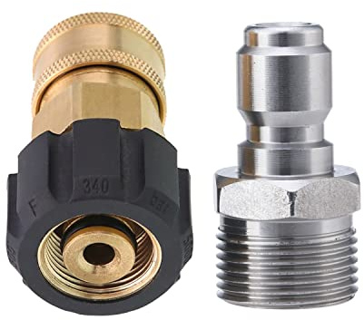 Tool Daily Adapter für Hochdruckreiniger, Schnellkupplungsset, 3/8 Zoll, metrischer Adapter M22 14 mm auf M22, 5000 PSI (345 bar)