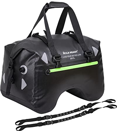 WILD HEART Motorrad-Rücksitztasche U-förmige TPU wasserdichte Hecktasche 50L Motorradausrüstung Lokomotiven-Gepäcktasche (Schwarz)