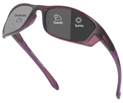 Myiaur Selbsttönende Fahrradbrille Damen Polarisiert Photochrome Sonnenbrille Sportsonnenbrille mit UV400 Schutz für Laufen Radfahren