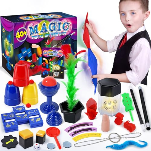 Heyzeibo Zauberkasten für Kinder-Anfänger Zaubertricks Set | mit Zauberstab, Schritt-für-Schritt-Anleitung, Neuheit Magie Requisiten, Geburtstag Geschenk für Magier Junge Mädchen
