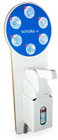 Betriebsausstattung24 Hygiene-Tower mit abschließbarem Vorratsfach - Desinfektionsspender - inkl. 10 Liter Desinfektionssmittel u.v.m. - Hygienestation (Desinfektionssäule Weiß Wandbefestigung)