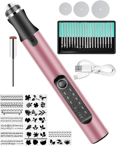 Elektrische Gravierstift Multifunktionaler Gravierwerkzeugsatz, ZITFRI Mini Graviergerät mit Gravurzubehör wiederaufladbarer Gravurwerkzeug Ätzstift für DIY Metall Glas Keramik Schmuck Gravur