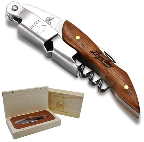 LORELEY® MITTELRHEIN Germany Premium Kellnermesser | Korkenzieher | Weinöffner | Flaschenöffner aus Olivenholz & Edelstahl für Kellner & Barkeeper | jeden Haushalt & Anlass | mit Holz-Geschenkbox