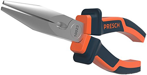 Presch Spitzzange gerade 160mm lang - Kleine Profi Zange mit integrierter Schneide - Mehrschichtige Flachrundzange
