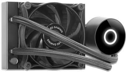 Mars Gaming ML-PRO120, Professionelle CPU-Flüssigkeitskühlung, TDP 220W, Ultra-leiser FDB-Lüfter, Opti-Chamber-Pumpe mit Weißem Beleuchtungsring, Universal Multisocket, Schwarz