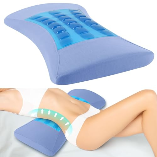 Hypuno Orthopädisches Lendenkissen mit kühlender Gel-Schicht Ergonomische Rücken- & Lordosenstütze aus Memory-Schaum für Bett & Sofa–Entlastung im unteren Rücken, Kissen-Vorlagen