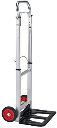 Brüder Mannesmann Alu-Sackkarre klappbar, 90-kg-Tragkraft, leichter Aluminiumrahmen, kugelgelagerte Vollgummiräder, rutschfeste Griffe, platzsparend faltbar, für den Transport, 1 Stück | M 099-T