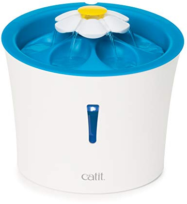 Catit Flower Fountain, Blumentrinkbrunnen mit LED für Katzen, 3L, weiß/blau