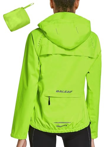 baleaf Fahrradjacke Damen Regenjacke Wasserdicht Atmungsaktiv Wanderjacke Windbreaker Sommerjacke Outdoor Jacken Leichte Windjacke Trekking Regenjacke Radjacke Fluorescent Gelb M