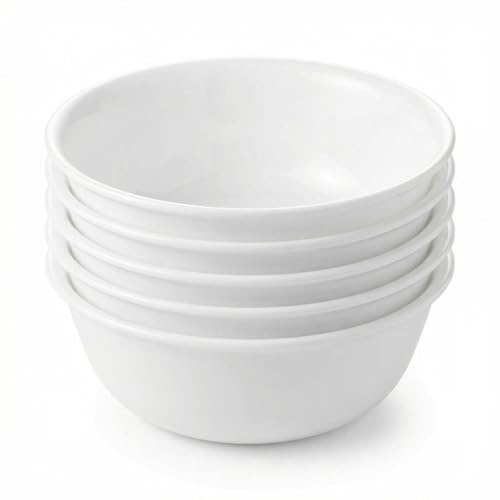 Corelle Vitrelle 800 ml Suppen-/Müslischalen-Set, 6 Stück, splitter- und rissbeständige Geschirrschalen für Suppe, Ramen, Müsli und mehr, dreilagiges Glas, Winter Frost White