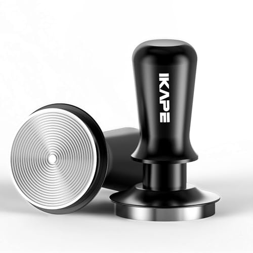 IKAPE 58.35mm Espresso Tamper, Premium Barista Kaffee Tamper mit kalibrierter Feder belastet, 100% Edelstahl Basis Tamper