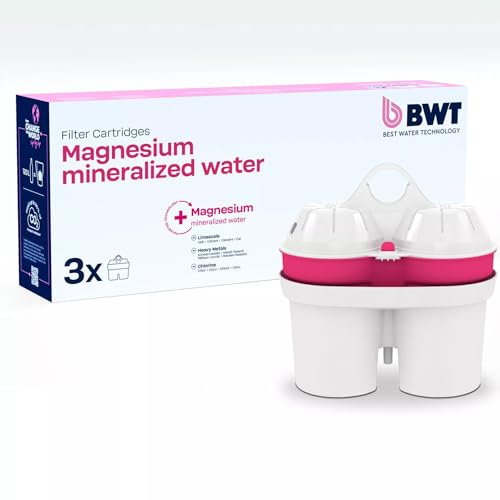 BWT Filterkartusche Magnesium Mineralized Water 3 Stück | Mit Magnesium Wasserfilter Trinkwasser | Für Speisen & Getränke | Filtert Kalk, Chlor, Blei & Kupfer | für Wasserhärte ab 15°dH geeignet