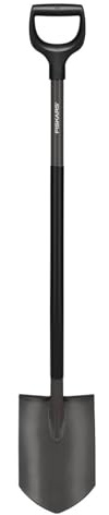 Fiskars Gärtnerspaten, Spitz, Spaten für harte, steinige Böden, Länge: 125 cm, Hochwertiger Borstahl, Grau/Schwarz, Ergonomic, 1070639