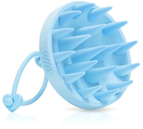 Alyvisun Kopfhaut Massagebürste, Silikon Scalp Massager für Kopfmassage und Kopfhaut Peeling, Kann Sowohl auf Nass und Trocken Haar - Blau