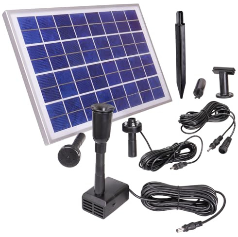 CLGarden Solar Teichpumpe NASP4 mit Akku LED Beleuchtung Pumpe für Gartenteich 500 l/h Solarpumpe 12V