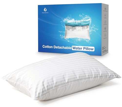Itartshion The Innovator of Water Pillow,100% Cotton, 500 Thread Count, Adjustable, Ultra-Soft, Machine Washable, Pillow for Neck Pain Relief, Ideal for All Sleep Positions (Narrow Stripe)