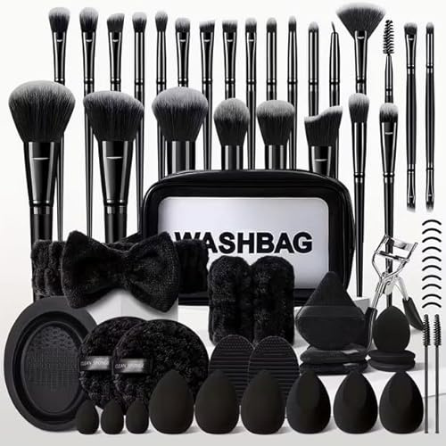 62-teiliges Make-up Tool Set mit Tasche – Pinsel, Schwämme & Zubehör - Profi Qualität