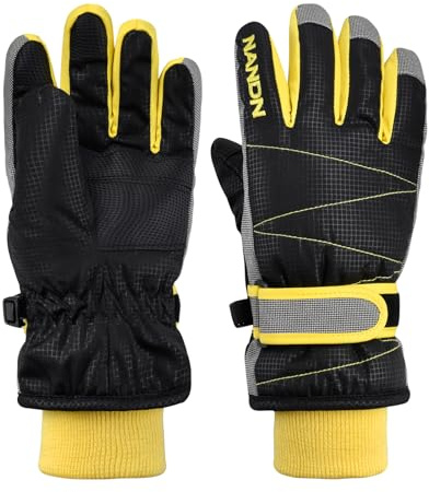 TRIWONDER Kinder Thermo-Fleece Skihandschuhe wasserdichte Snowboard Handschuhe für Jungen Mädchen (Schwarz, M (8-10 Jahre))