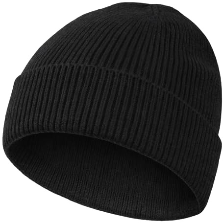 MOBIUSPHY Wintermütze Herren Damen Strickmütze Beanie Mütze Schwarz Wollmütze Winter Erwachsener klassisches Design Herrenmütze Modern Weich Elastisch Haube aus atmungsaktivem (Schwarz)