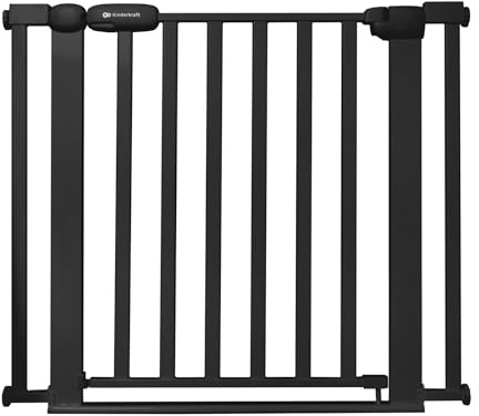 Kinderkraft Lock&GO Treppenschutzgitter Ohne Bohren, Türschutzgitter, Kinderschutzgitter, von 75 bis 103 cm, 90 Grad öffnen, doppelte Verriegelung, Schwarz
