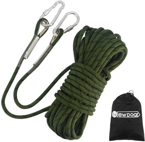 NewDoar 18KN Statisches Kletterseil 10 mm (3/8 Zoll) Zubehörkabel Ausrüstung 33 Fuß (10 m), 66 Fuß (20 m), 98 Fuß (30 m), 165 Fuß (50 m) Fluchtseil Eiskletterausrüstung Feuerrettungsseil-Grün/10 m