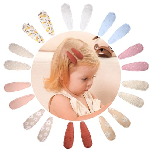 Dooboi 20pcs 2,2 Zoll Baby Mädchen Haarschleifen Blumen Druck Baby Mädchen | Haar-Bügclips rutschfeste verpackte Snap Blumenclips für Haar-Barretten Haarzubehör für Baby Kleinkind Mädchen Kinder