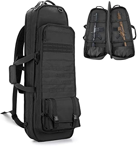 GOBUROS Tactical Rifle Bag Rucksack für 91 cm Gewehre mit 3 Magazinhaltern | weicher Gewehrkoffer mit gepolsterten Schultergurten, abschließbarem Reißverschluss und Molle-System für Jagd und Schießen