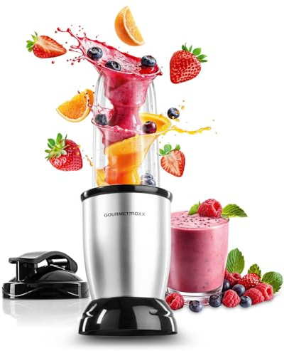 GOURMETmaxx Nutrition Mixer | Smoothie Maker - 4-tlg. | Standmixer mit großem 700-ml-Mixbecher & To go Deckel | Blender mit 22.000 U/min | Food Processor für Shakes, Smoothies etc.