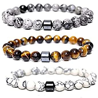 Ghzste ​​3 Stück Heilungsarmband, 8 Mm Armband Zur Raucherentwöhnung, Armband aus Natursteinperlen,Anti-Angst-Raucharmband, Geschenke Männer und Frauen, 10310911001