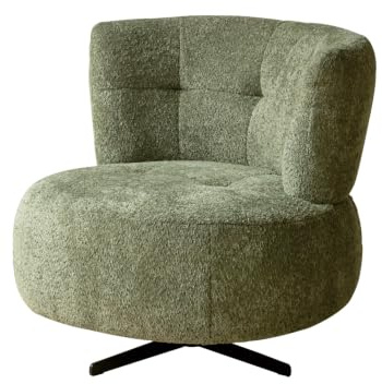 YESWOOD Einzel-Sessel - 360° drehbar, leicht & platzsparend, ideal für Wohnzimmer & Schlafzimmer, 82T x 77B x 75H cm, Bouclé-Stoff, Weihnachtsgrün