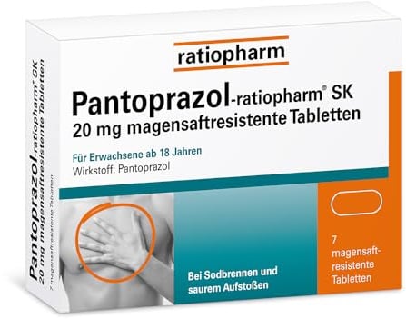 Pantoprazol-ratiopharm SK 20 mg magensaftresistente Tabletten gegen Sodbrennen, 7 Stück