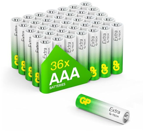 GP Extra Alkaline Batterien AAA 1,5V | 36 Stück AAA Batterien Longlife, leistungsstark und auslaufsicher mit Neuer G-TECH-Technologie | Typ Micro (LR03, E92, MN2400)