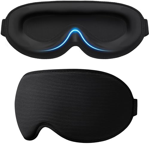 Gritin Schlafmaske für Seitenschläfer, Upgrade 3D Augenhöhlen Schlafbrille mit Verstellbarem Gummiband, Lichtblockierend & Atmungsaktiv, Augenmaske für Männer & Frauen, für Reise, Yoga, Nickerchen