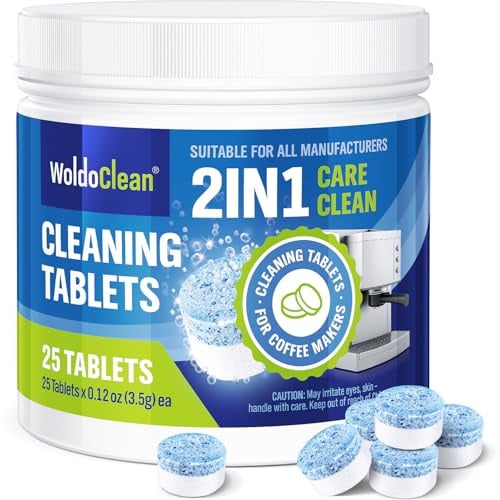 WoldoClean 2-Phasen Reinigungstabletten für Kaffeevollautomaten - 25 Stück, kompatibel mit automatischen Reinigungsprogrammen