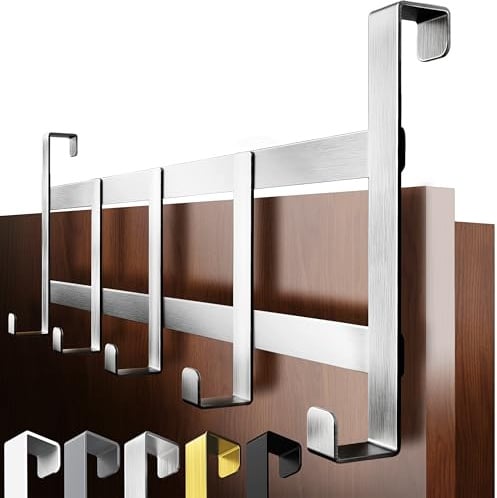 4smile Türgarderobe zum Einhängen – Türhaken aus Edelstahl, flexible Kleiderhaken Tür, robust - Vielseitige Haken zum Einhängen, platzsparende Türhakenleiste für gesamte Wohnung