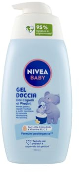 NIVEA BABY Duschgel für Haare an den Füßen 500 ml, Schaumbad für Kinder für weiche und saubere Haut und Haare, Babybad mit Tränenschutz, feuchtigkeitsspendendes und erweichendes Shampoo für Kinder