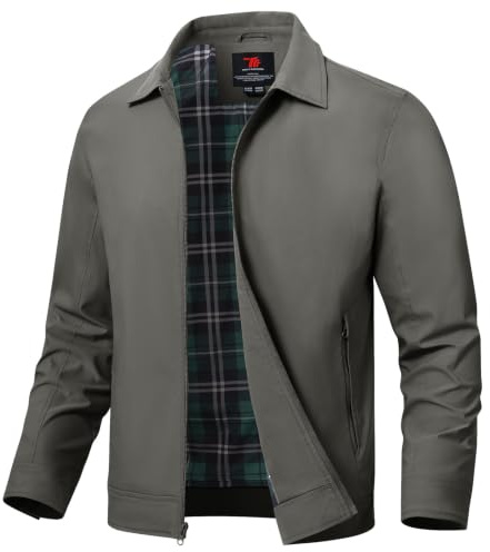 donhobo Übergangsjacke Herren Bomber Jacke Leicht Sommer Jacke Cargo Arbeitsjacke Outdoor Sport Freizeitjacke mit Innentasche, Dunkelgrau, XL