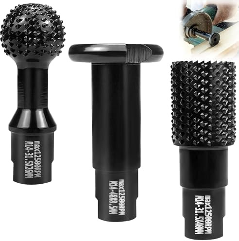 LBING Kugelfräser für Winkelschleifer M14 115/125mm | Holzbearbeitungswerkzeug mit Raspelscheibe (3 Stück Set 115/125mm)
