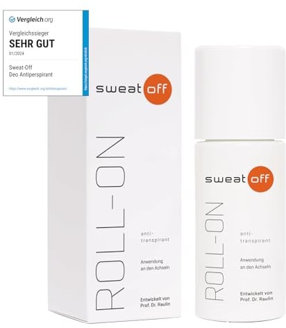 Sweat-Off Antitranspirant Roll On 50ml gegen Schwitzen | Deo Roller gegen Schweiß | Antiperspirant für Männer und Frauen, 1er Pack