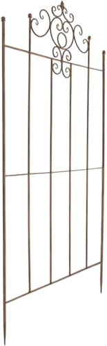 CLP Rankgitter Metall 170 cm hoch Paula, stabile Rankhilfe für Kletterpflanzen, Rankzaun in Landhausstil | Farbe antik braun