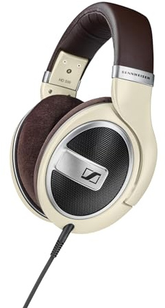 Sennheiser HD 599 Kopfhörer mit offenem Over-Ear Design mit außergewöhnlicher Klangqualität und geringer Verzerrung - Audiophile Ohrhörer mit austauschbaren Ohrpolstern, matt-ivory