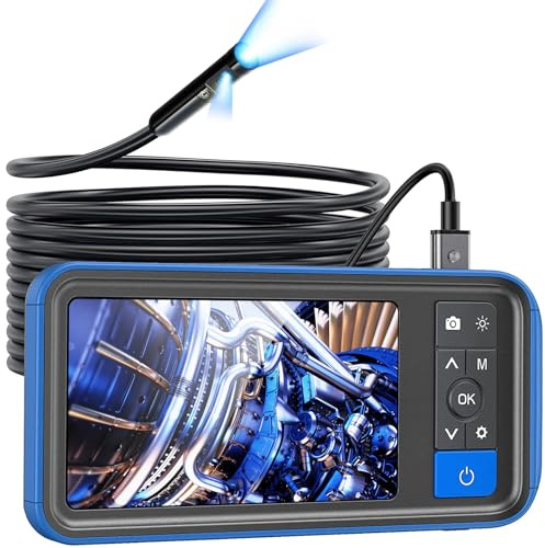 Teslong Endoskopkamera mit Licht, HD Dual Lens Endoskopkamera, Endoskop 4,5 Zoll-Farb-IPS-Bildschirm, Inspektionskamera Rohrkamera IP67 wasserdichte, 32GB TF Karte (5 Meter)