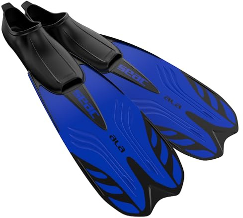 Seac ALA, Flossen mit geschlossenem Fußteil, ideal zum Schnorcheln und Schwimmen, BLAU Metal, 38/39