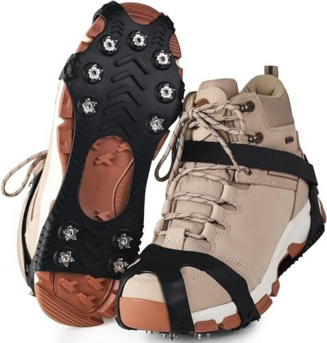 Steigeisen Schuhspikes mit 11 Edelstahl Zähne Noppen, Ice Klampen, Eisspikes, Schuhkralle, Grödel, Spikes, Schneekette für Den Stiefel in 3 Größen,Schnee für Wandern Bergschuhe Stiefel