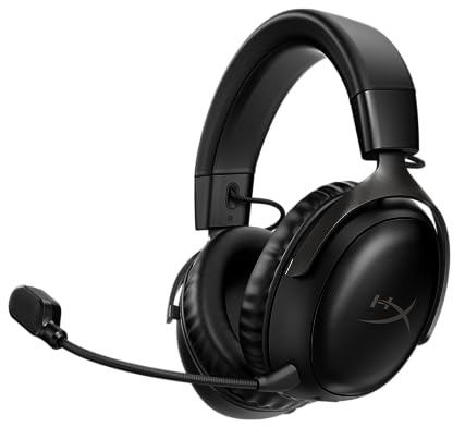 HyperX Cloud III Wireless Gaming-Headset – Over-Ear Headset mit Mikrofon, 120h Akku, 2.4GHz Wireless, DTS Headphone:X, 53mm Treiber, PC, PS5, PS4, Nintendo Switch, Schwarz