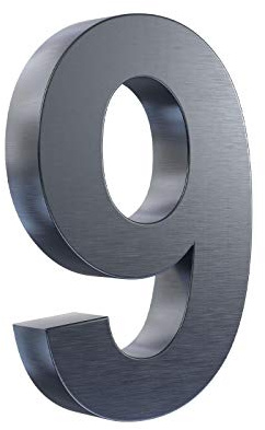 3D Hausnummer 9 Edelstahl anthrazit RAL7016 Arial Hausnummernschild Gebäudenummer Türnummer für die Montage im Außenbereich Rostfrei Witterungsbeständig Pflegeleicht Schriftart Arial