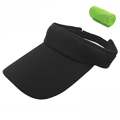 MOLIWEN Damen und Herren Sport Visor Cap Sonnenhut Hut Luft Freizeithut Anti-UV-Hüte mit Schweißband Klettverschluss für Mädchen Golf Tennis Laufsport Jogging Kleidung, Sonnenblenden Visier Waschbar
