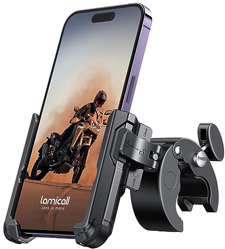 Lamicall Handyhalterung Motorrad, Handyhalter Fahrrad - 【1s Schnellspanner】Lenker Halter für Dreharbeiten, Universal Handy Fahrradhalterung für iPhone 17 16 15 14 13 Pro Max Plus, 4-7 Zoll Smartphone